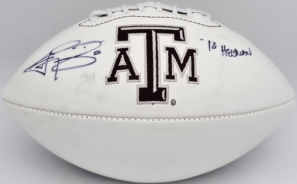 Johnny Manziel Autographed Texas A&M White Logo Football 12 Heisman JSA WP142568