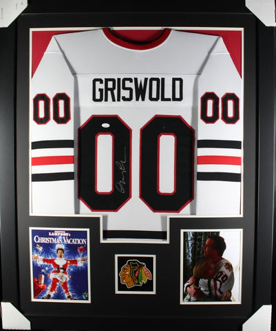 CHEVY CHASE CLARK GRISWOLD (Blackhawks TOWER) Signed Auto Framed Jersey JSA