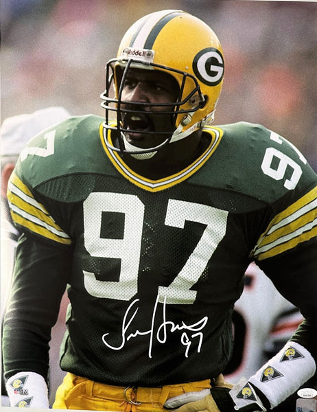Packers PRO BOWL Linebacker TIM HARRIS Signed 16x20 Photo #1 AUTO - JSA