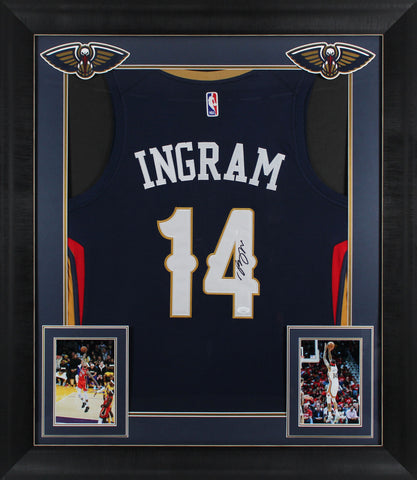 Pelicans Brandon Ingram Signed Navy Blue Nike Framed Jersey JSA #AF57484