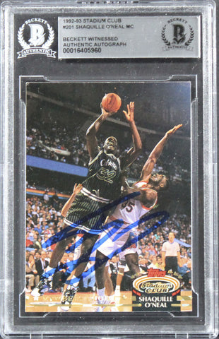 Magic Shaquille O'Neal Authentic Signed 1992 Stadium Club #201 Card BAS Slabbed