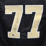 Willie Roaf Autographed/Signed Pro Style Black HOF Jersey Beckett 41024
