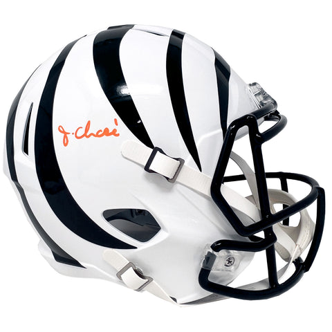 Ja'Marr Chase Cincinnati Bengals Signed White Alternate Replica Helmet Beckett