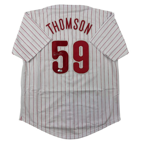 Autographed/Signed Rob Thomson Philadelphia Pinstripe Jersey Beckett COA