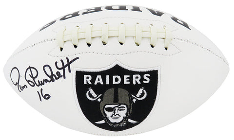 Jim Plunkett Signed Raiders Jarden White Panel Logo Full Size Football -(SS COA)