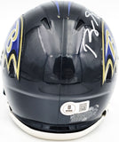 ROQUAN SMITH AUTOGRAPHED RAVENS BLACK SPEED MINI HELMET BECKETT WITNESS 230072