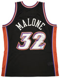 JAZZ KARL MALONE AUTOGRAPHED BLACK AUTHENTIC M&N JERSEY SIZE L BECKETT 211878