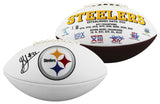Steelers Jack Sawyer Signed Rawlings White Panel Logo Football W/ Case BAS Wit