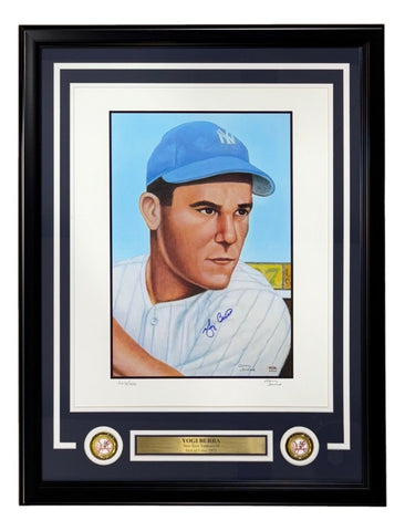 Yogi Berra Signed Framed 16x20 Yankees Dvorak 1953 Topps LE/250 Litho PSA/DNA