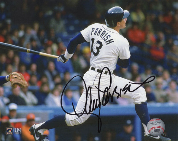 Lance Parrish Signed Tigers White Jersey Swinging Action 8x10 Photo - (SS COA)