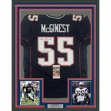 FRAMED Autographed/Signed WILLIE MCGINEST 3x SB Champ 33x42 Blue Jersey JSA COA