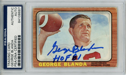 George Blanda Autographed/Signed 1966 Topps #48 Trading Card HOF PSA Slab 43739