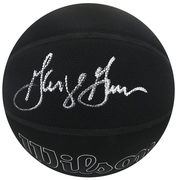 George Gervin Signed Wilson Black 75th Season Logo NBA Basketball (SCHWARTZ COA)