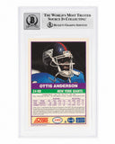 Ottis Anderson Signed Giants 1989 Score Card #348S - (Beckett - Auto 10 Sticker)