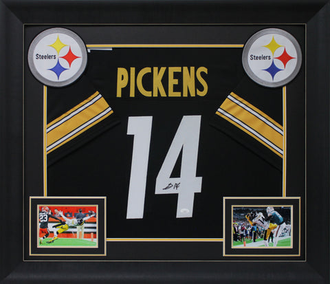 George Pickens Authentic Signed Black Pro Style Framed Jersey Autographed JSA