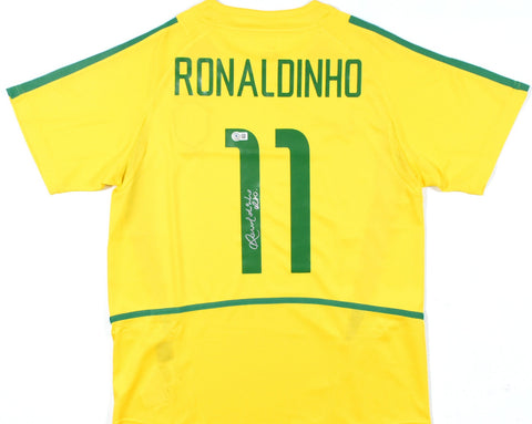 Ronaldinho Signed Brazil FC Home Yellow Jersey #11 - Beckett Hologram