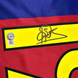 Autographed/Signed Patrick Kluivert FC Barcelona Blue Jersey Beckett BAS COA