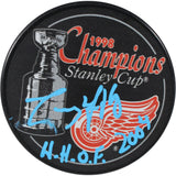 Larry Murphy Autographed Detroit Red Wings 1998 SC Champs Puck HOF JSA 53979