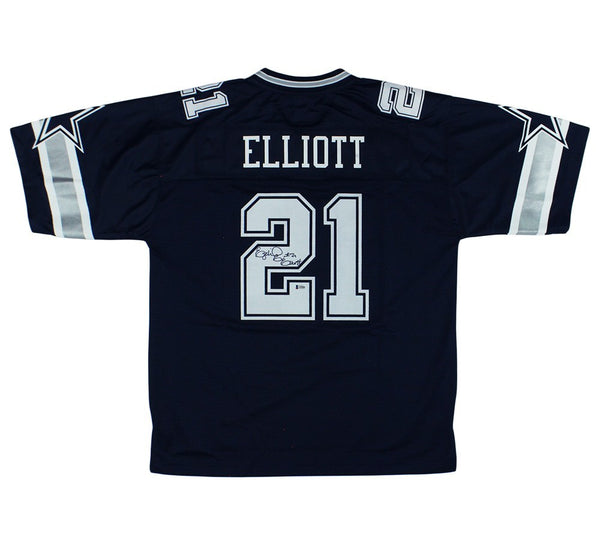 Ezekiel Elliott Signed Dallas Cowboys NFL Pro Cut Large Navy Blue Jersey