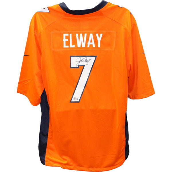 John Elway Autographed Denver Broncos Orange Nike Jersey Beckett 45791