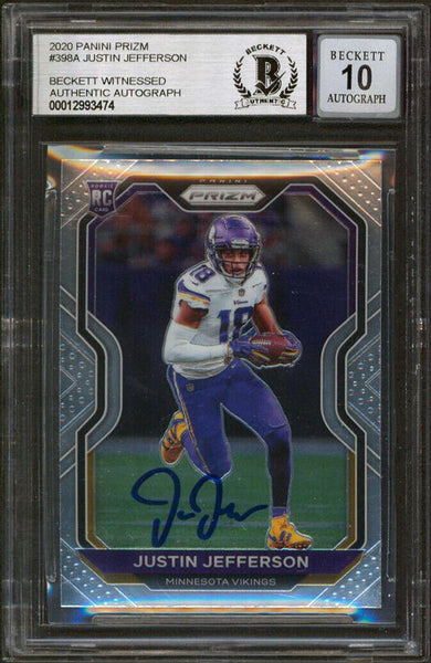 Justin Jefferson Signed 2020 Panini Prizm #398A RC Card Auto 10! BAS Slabbed 2