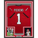 Framed Autographed/Signed George Pickens 35x39 Georgia Red Jersey JSA COA
