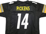 PITTSBURGH STEELERS GEORGE PICKENS AUTOGRAPHED BLACK JERSEY BECKETT QR 243092