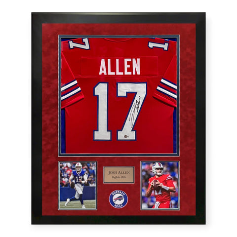 Josh Allen Buffalo Bills Signed Autographed Red Jersey Framed to 32x40 Beckett