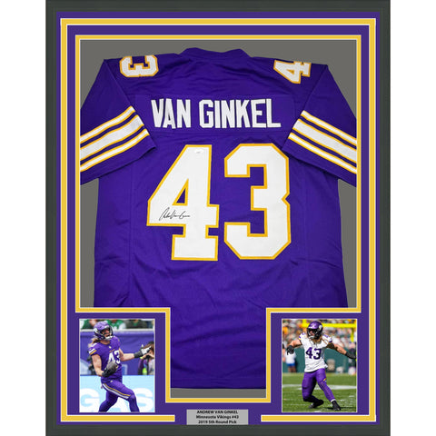 Framed Autographed/Signed Andrew Van Ginkel 35x39 Purple Jersey JSA COA #2