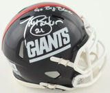 Tiki Barber Signed New York Giants Mini Helmet Inscribed "Go Big Blue" (Beckett)