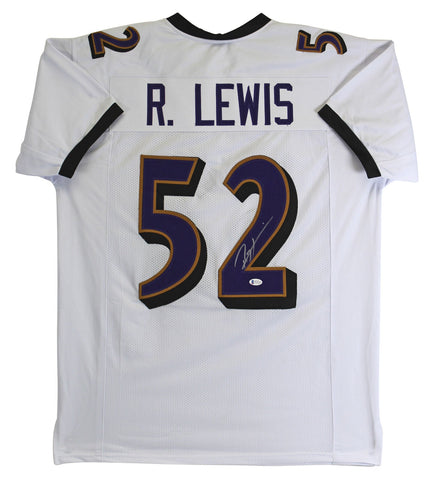 Ray Lewis Authentic Signed White Pro Style Jersey Autographed PSA/BAS Witnessed