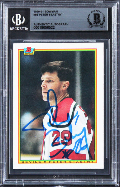Devils Peter Stastny Authentic Signed 1990 Bowman #86 Card BAS Slabbed