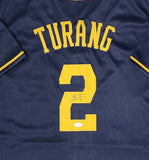 Brewers Infielder BRICE TURANG Signed Custom Replica Blue Jersey AUTO - JSA