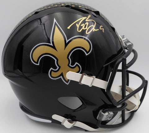 Drew Brees Autographed Alternate Black Full Size Helmet Saints Beckett W717762