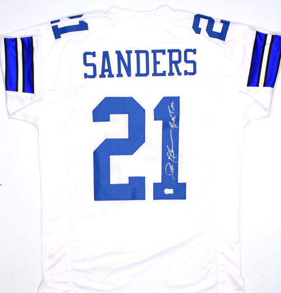Deion Sanders Autographed White Pro Style Jersey w/Prime Time - Beckett W Holo