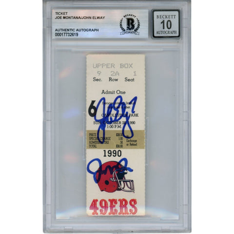 Joe Montana John Elway San Francisco 49ers 10/29/90 Ticket Slab Beckett 49958