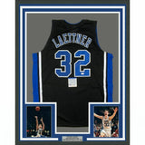 FRAMED Autographed/Signed CHRISTIAN LAETTNER 33x42 Duke Black Jersey PSA/DNA COA