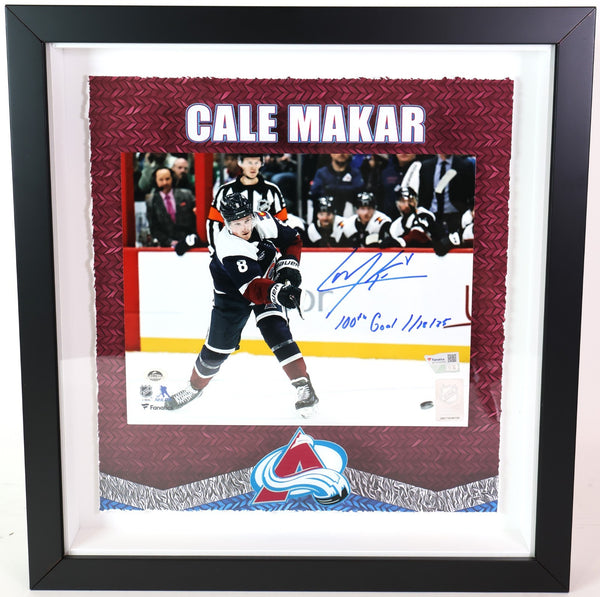 Cale Makar Autographed & Inscribed "100th Goal" 8x10 Photo Framed Fanatics COA