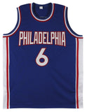 Julius Dr J Erving Philadelphia Signed Blue Basketball Jersey BAS