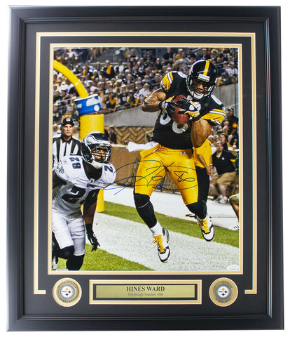Hines Ward Signed Framed Pittsburg Steelers 16x20 Vs Eagles Photo JSA ITP