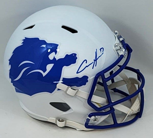 Lions AIDAN HUTCHINSON Signed Full Size Replica AMP Speed Helmet AUTO - BAS
