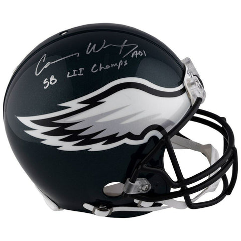 Carson Wentz Eagles Signed SB LII Champs Riddel Pro-Line Helmet Fanatics 137295