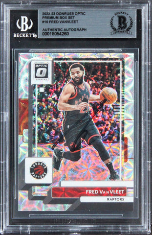 Raptors Fred VanVleet Signed 2022 Donruss Optic Prm Box Set #10 Card BAS Slabbed