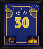 Warriors Stephen Curry Signed Blue Nike Classics Ed Swingman Framed Jersey JSA 2