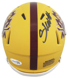 Arizona State Cameron Skattebo Signed Yellow Sparky Speed Mini Helmet JSA