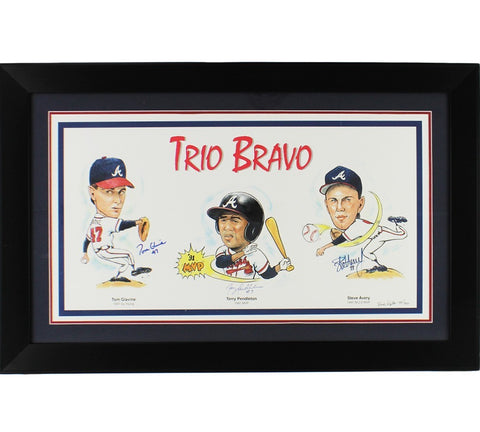 Tom Glavin, Steve Avaery, Terry Pendleton Signed Atlanta Braves Framed Artwork