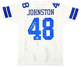 DALLAS COWBOYS DARRYL JOHNSTON AUTOGRAPHED WHITE JERSEY BECKETT BAS QR 212609