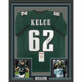 Framed Autographed/Signed Jason Kelce 33x42 Philadelphia Green Jersey JSA COA