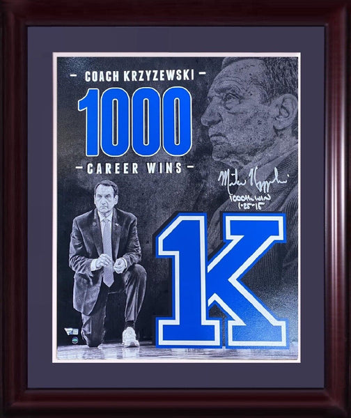 Mike Krzyzewski Coach K Duke Signed 16x20 1,000th Win Auto Framed Photo Fanatics