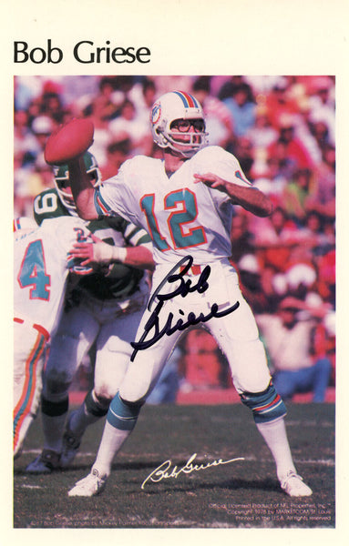 Bob Griese Autographed Miami Dolphins Mini Poster 23/50 Beckett 46114